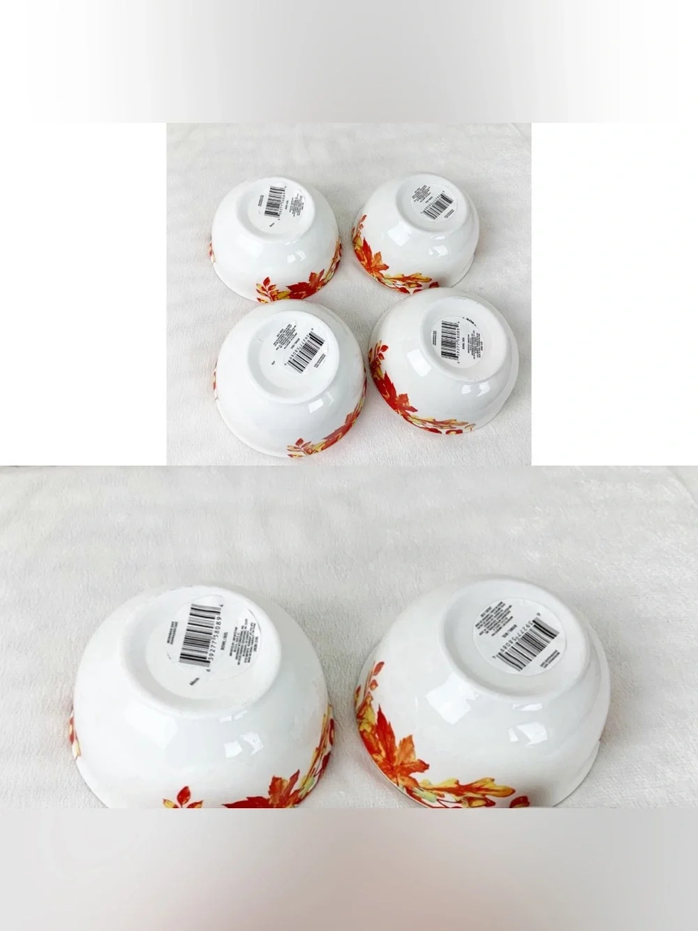 Royal Norfolk 6 Autumn Fall Leaves Acorns Soup Cereal Bowls Thanksgiving Boho